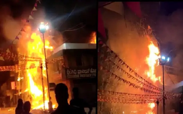 Fire Ravages Gandhi Bazaar Cloth Market in Shivamogga - News Karnataka