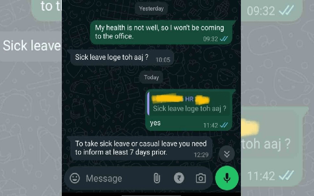 Manager's 7-day notice policy for sick leave baffles internet. Viral post - News Karnataka