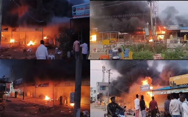 Fire Engulfs Shops in Yadgir Commercial Complex - News Karnataka
