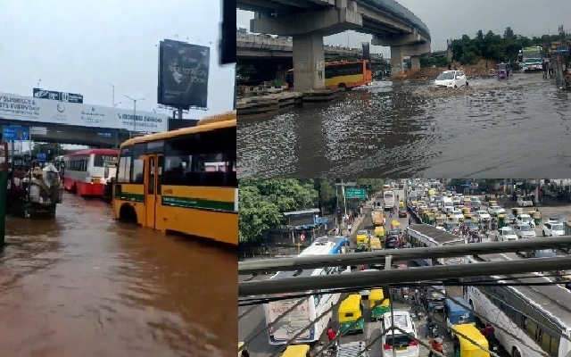 Waterlogging Chaos in Bengaluru’s Hebbal Area After Brief Showers - News Karnataka