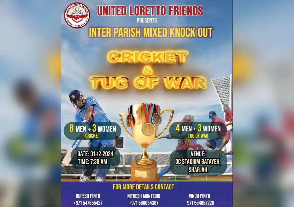United Loretto Friends to Host Inter-Parish Mixed Open Ground Tournament in Sharjah - News Karnataka