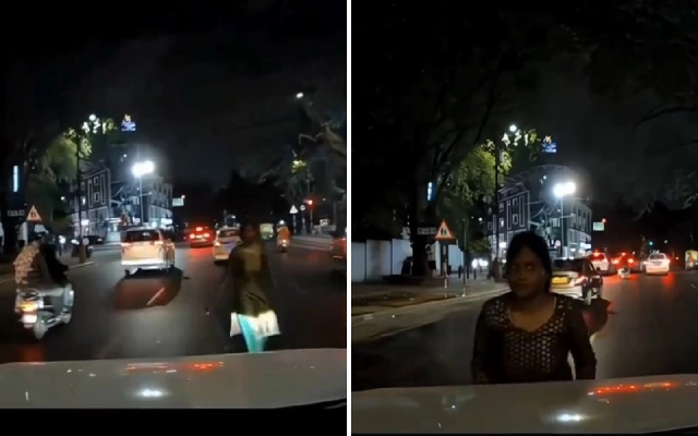 Woman Caught Performing Fake Accident on Bengaluru Road, Video Goes Viral - News Karnataka