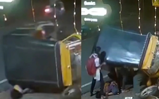 Heroic Girl Lifts Auto Rickshaw to Save Mother After Accident in Mangalore - News Karnataka