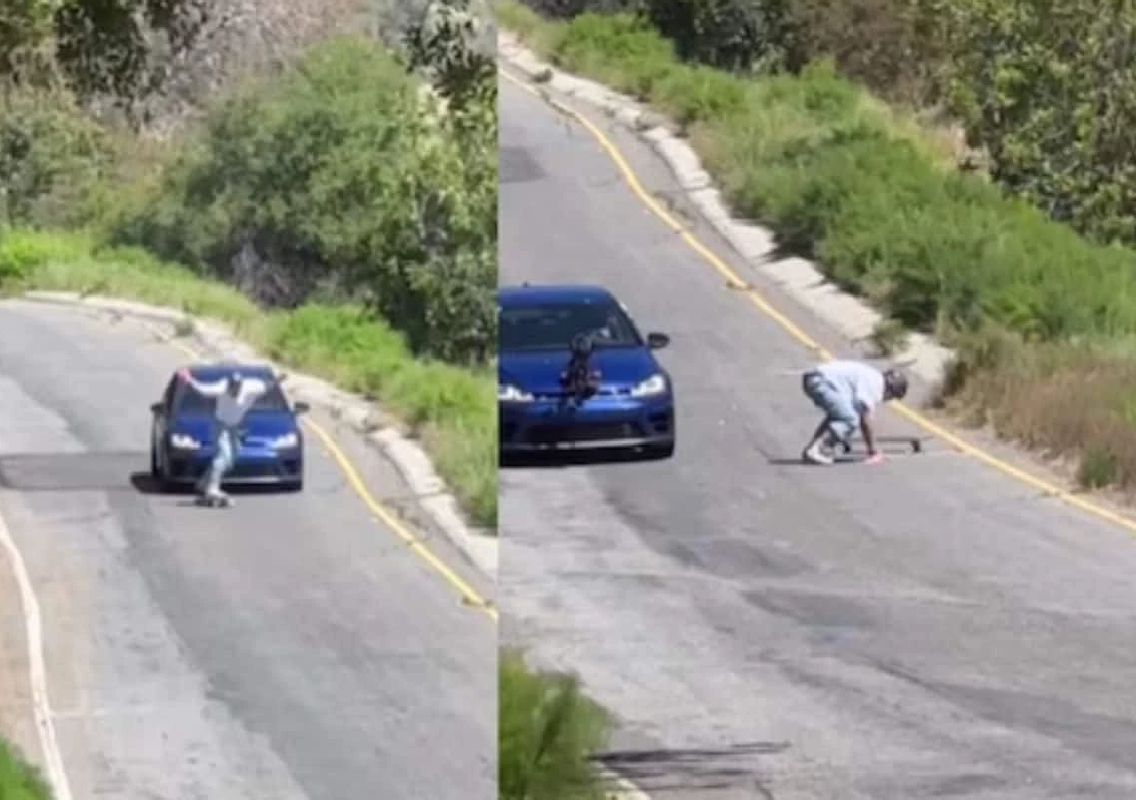 Daredevil Skateboarder Narrowly Escapes Tragedy in Viral Clip - News Karnataka