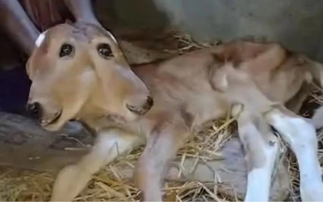 Two-Headed Calf Born in Karnataka Draws Local Attention - News Karnataka