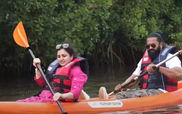 Rishab Shetty Enjoys Kayaking with Family Amidst Busy Shooting Schedule - News Karnataka