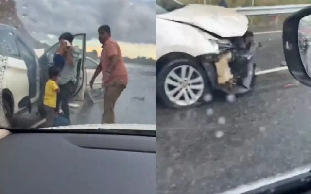 Severe Rain Leads to Dramatic Car Crash on Mysuru Expressway - News Karnataka