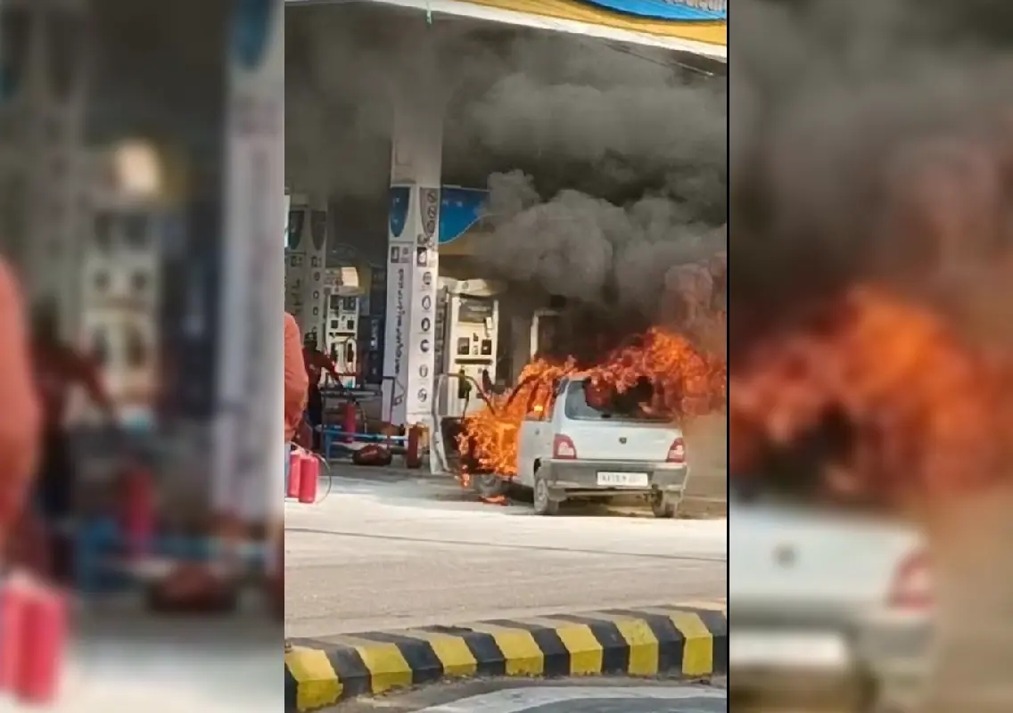 Mangaluru: Car Catches Fire at Lady Hill Petrol Pump, No Casualties Reported - News Karnataka