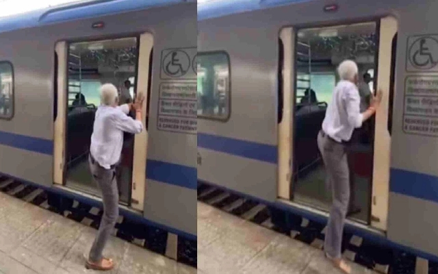Elderly Man Caught on Camera Risking His Life to Board Mumbai Local Train - News Karnataka