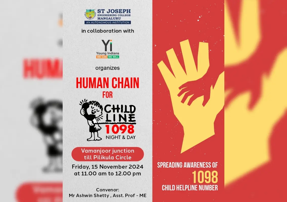 St Joseph Engineering College, Mangaluru, and Young Indians (CII) to organize human chain for child helpline awareness - News Karnataka