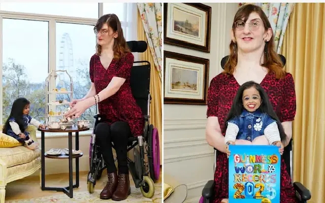 World's Tallest and Shortest Women Meet for Guinness World Records Day - News Karnataka