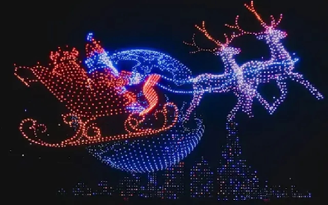 5,000 drones light up the sky to form giant Santa Claus in viral Christmas video - News Karnataka