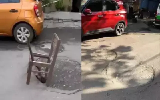 Broken Chair Triggers Action on Persistent Sinkhole in Koramangala - News Karnataka