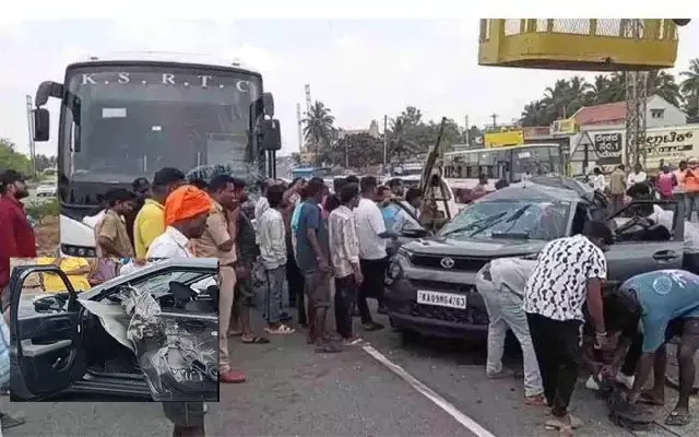 Four Killed as Bus Crashes into Car in Mandya - News Karnataka