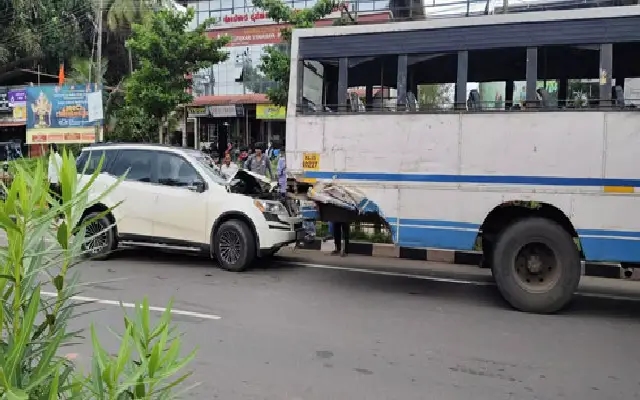 Car Rams into KSRTC Bus Near Beeri Junction, Driver Injured - News Karnataka