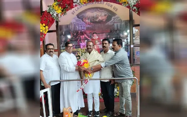 Karnataka Assembly Speaker U T Khader Visits St Lawrence Shrine, Bondel - News Karnataka