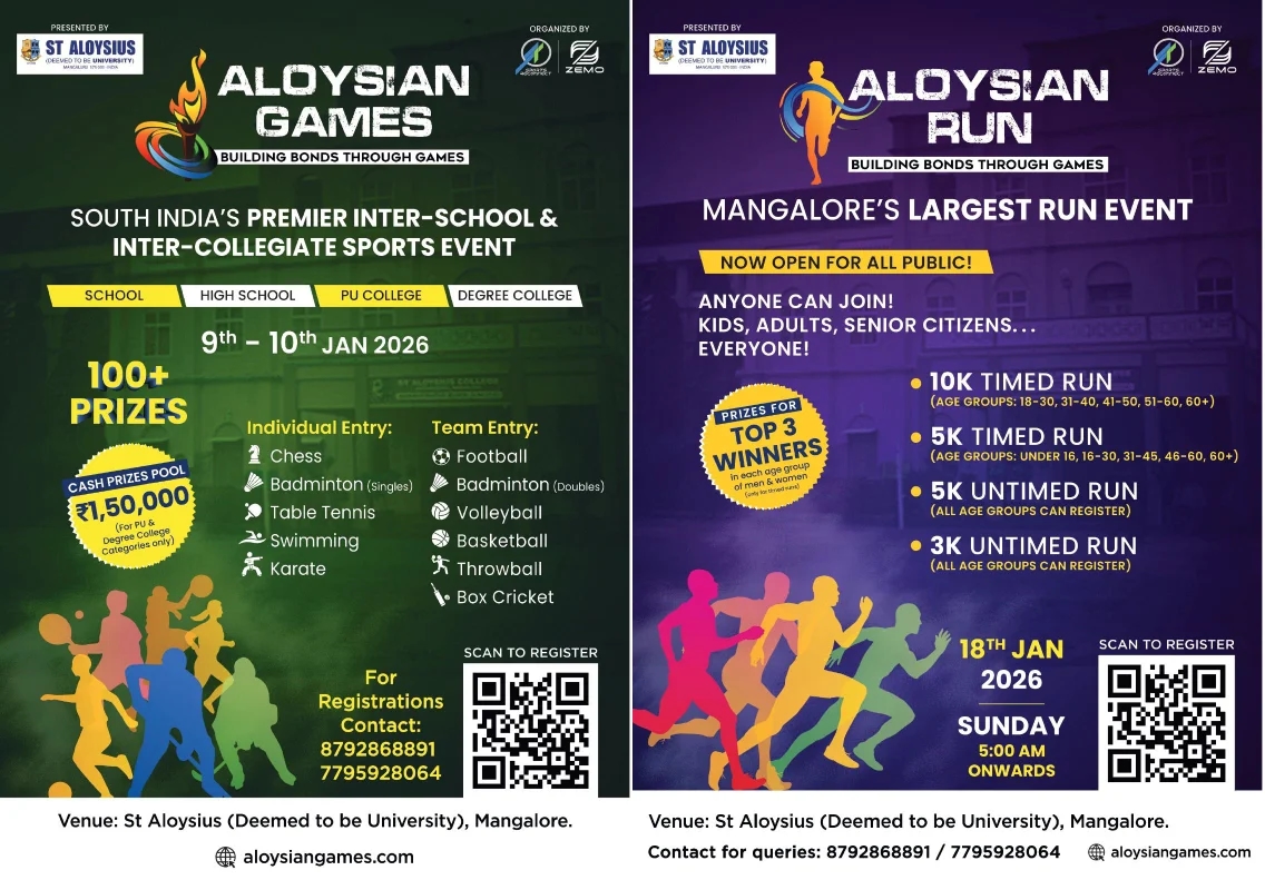 Mangaluru: Aloysian Games 2026 on January 9–10; Aloysian Run on January 18 - News Karnataka