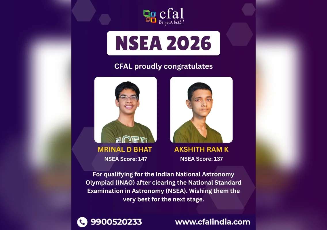CFAL Students Qualify for Indian National Astronomy Olympiad (INAO) 2026 - News Karnataka