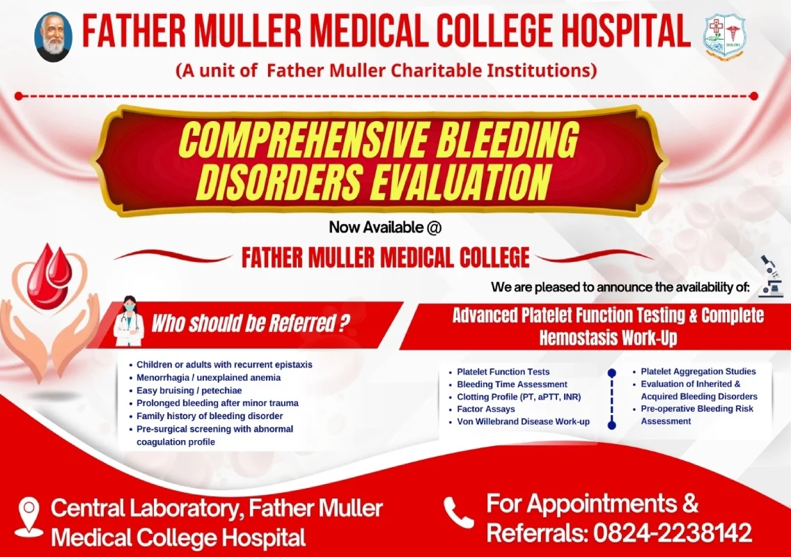 Father Muller unveils advanced bleeding disorder diagnostic test - News Karnataka