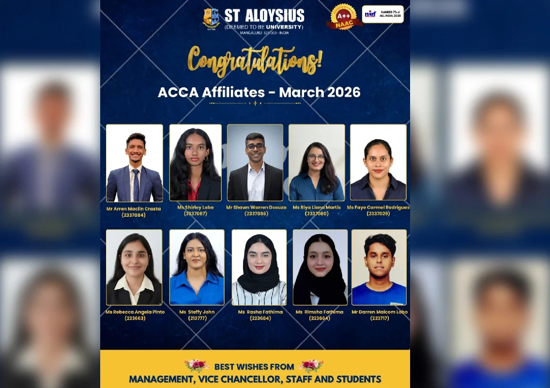 St Aloysius students achieve global success with ACCA - News Karnataka