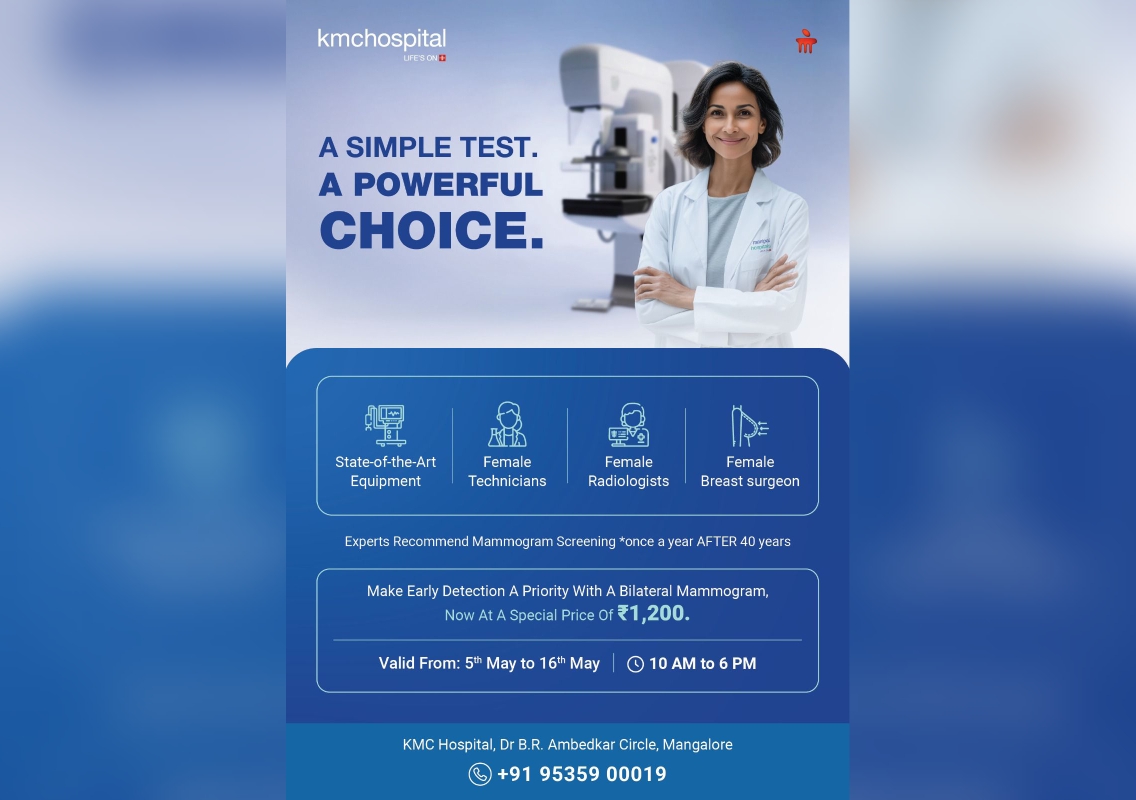 KMC Hospital Mangaluru offers special mammogram package for early detection - News Karnataka