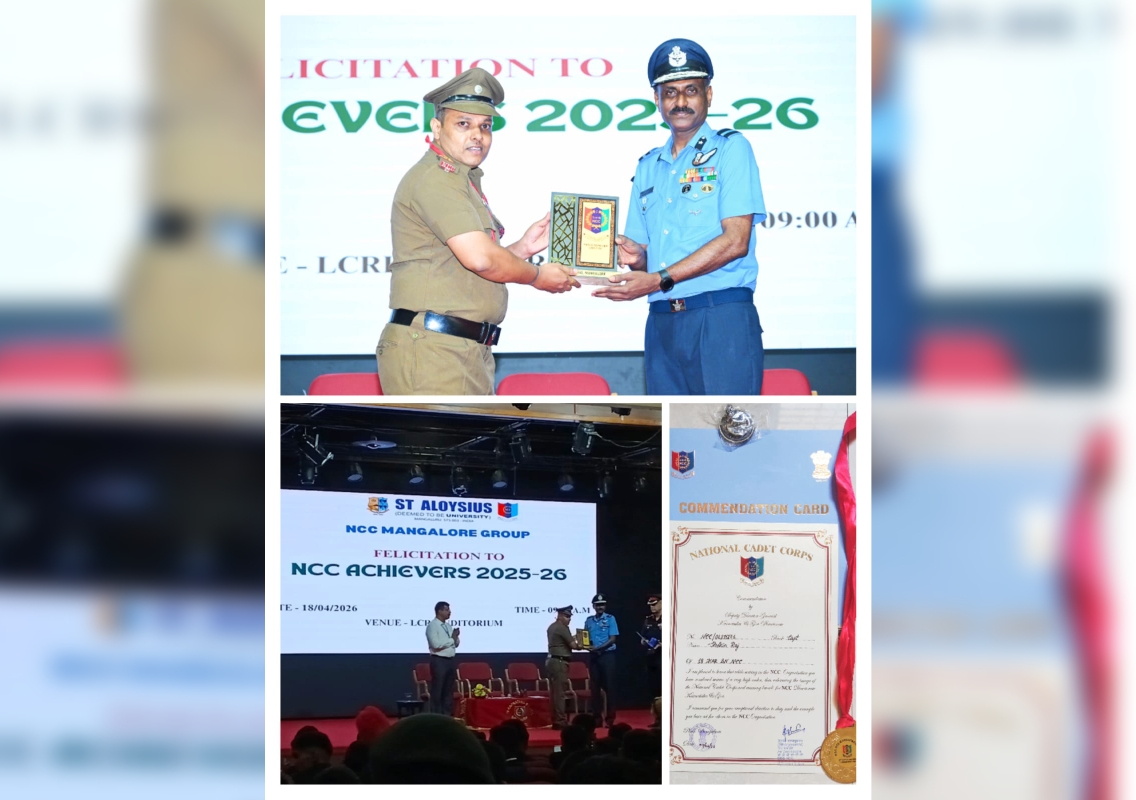 Capt Shakin Raj of St Aloysius University receives DDG NCC Commendation Award 2026 - News Karnataka