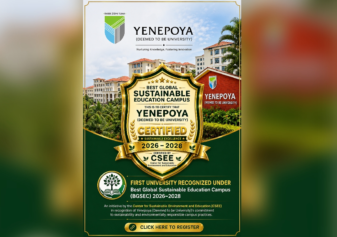 Yenepoya University Recognised as Best Global Sustainable Education Campus for 2026–2028 - News Karnataka