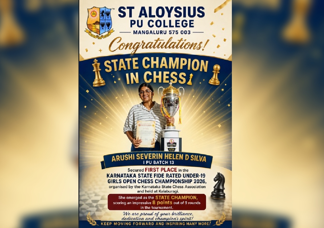 St Aloysius PU Student Arushi D'Silva Wins Karnataka Under-19 Girls Chess Championship - News Karnataka