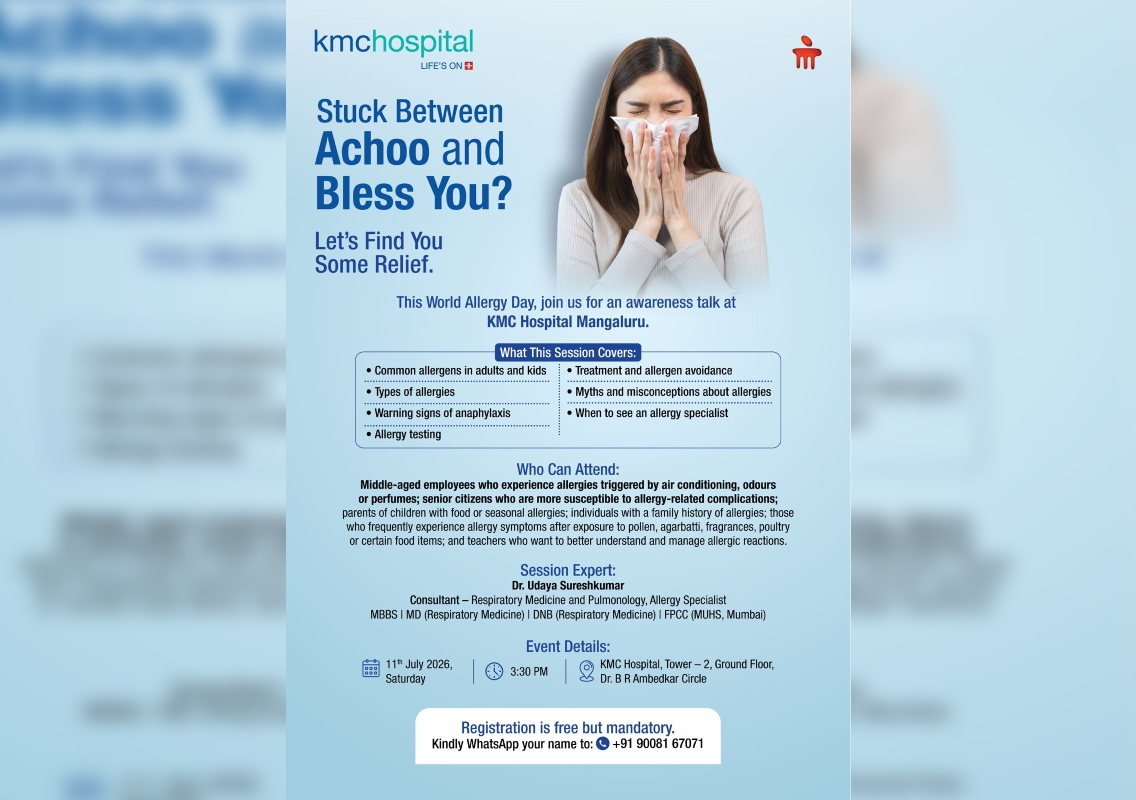 KMC Hospital Mangaluru to Host World Allergy Day Awareness Session on July 11 - News Karnataka
