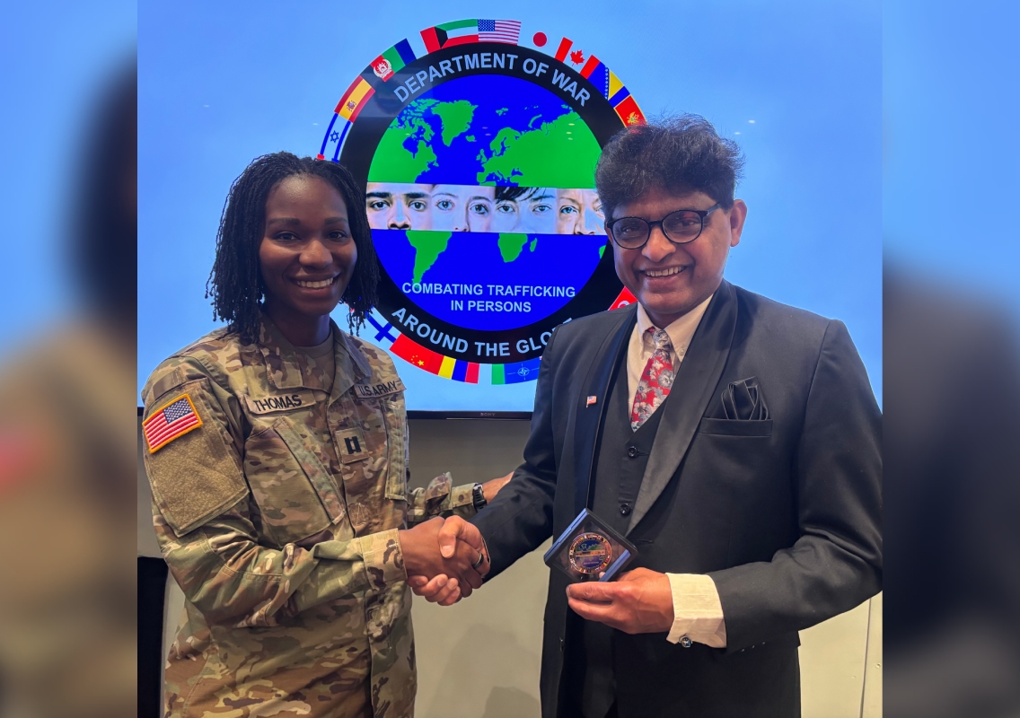 Human trafficking survivor Harold D'Souza honoured at the Pentagon for global anti-trafficking advocacy - News Karnataka