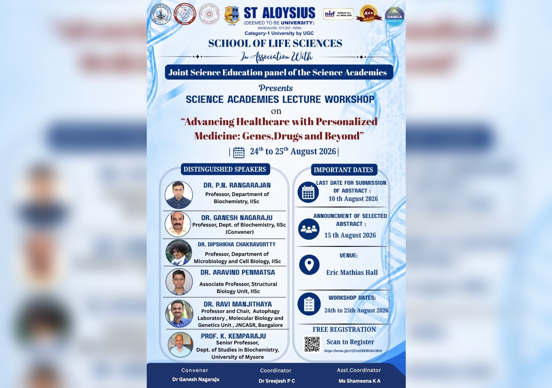 St Aloysius University to host lecture workshop on personalised medicine - News Karnataka