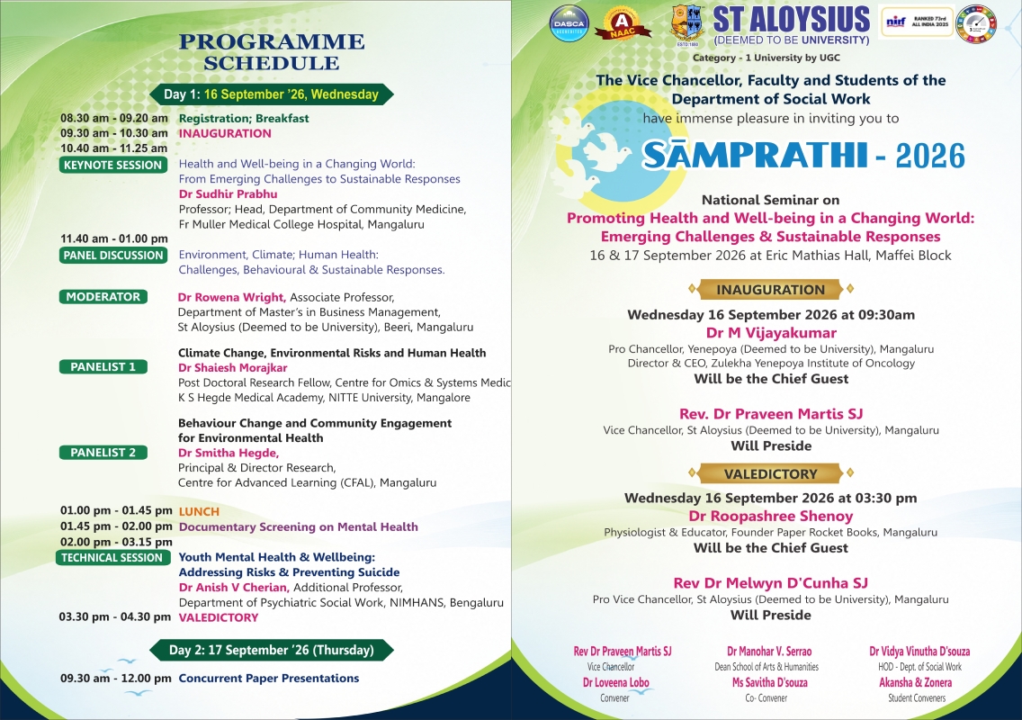 St Aloysius University to host national seminar on health and well-being - News Karnataka