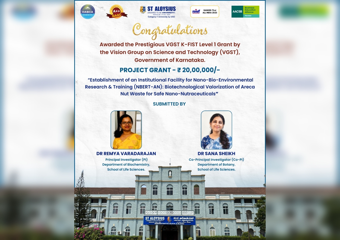 St Aloysius University gets ₹20 lakh VGST grant - News Karnataka