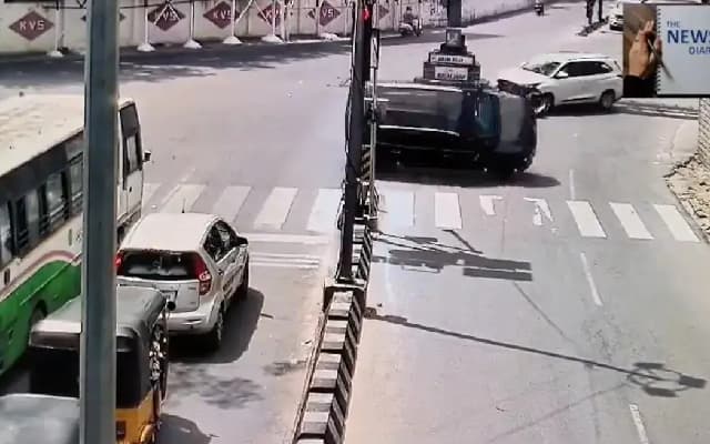 Reckless Driving Leads to Harrowing Collision in Hyderabad Intersection