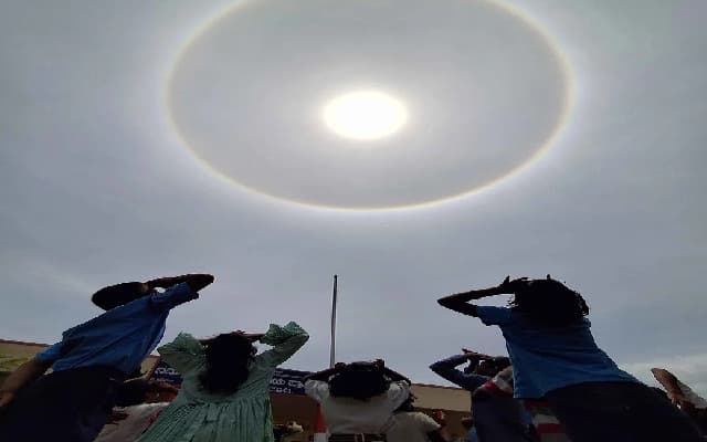 Ring-Shaped Halo Around Sun Amazes Villages in Nabhomandal