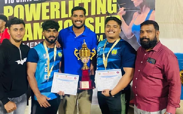 SJEC Men’s Team Wins Runner-Up Trophy at VTU State Level Powerlifting Championship
