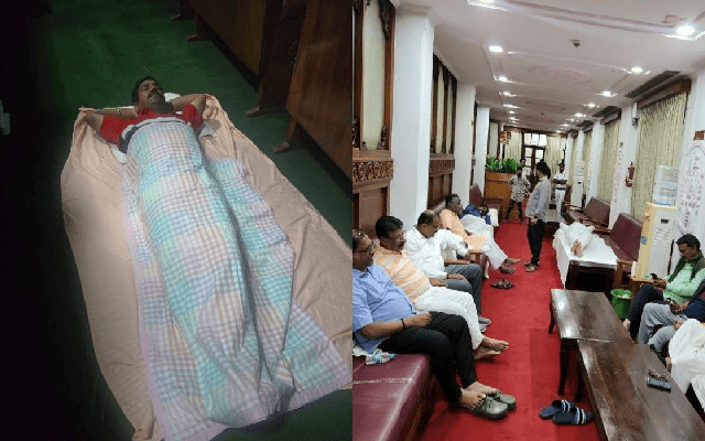 Karnataka BJP and JD(S) MLAs Stage Overnight Protest Demanding MUDA Scam Discussion