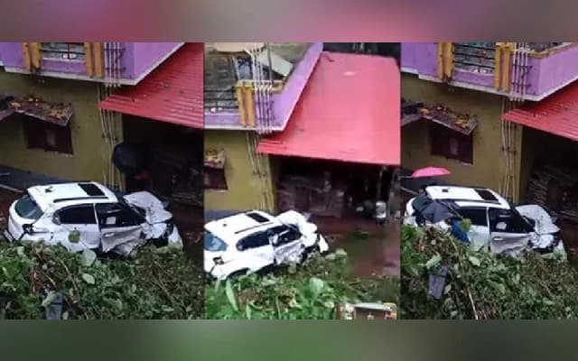 Car Plunges Off Cliff and Crashes into House in Belthangady