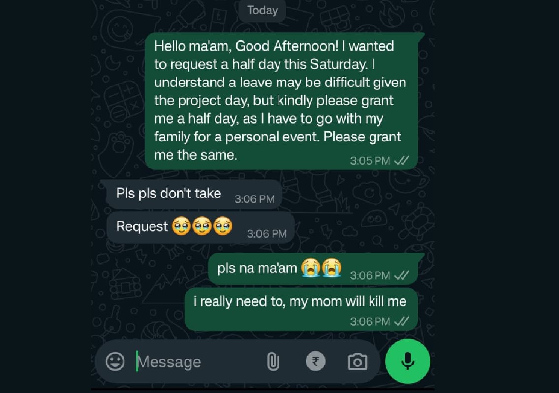 Indian woman’s request for a half-day leave has gone viral