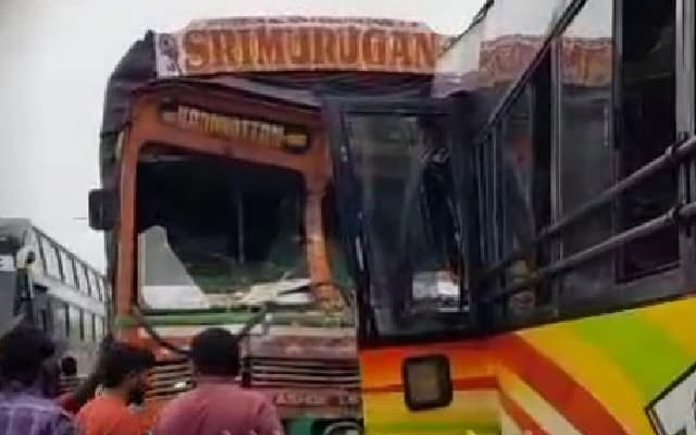 Bus-Lorry Collision Near Tallur Tourist Spot Leaves Several Injured
