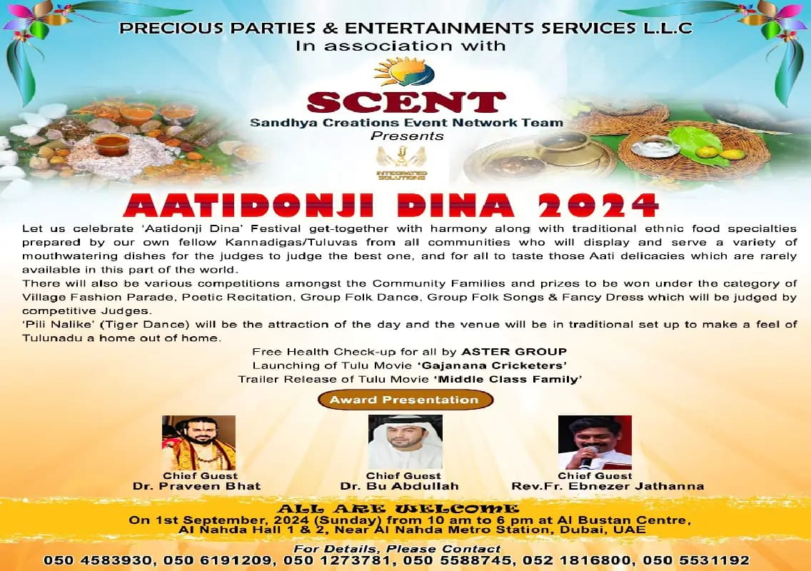 Grand ‘Aatidonji Dina 2024’ Food Festival by Scent in Dubai on 1st Sept
