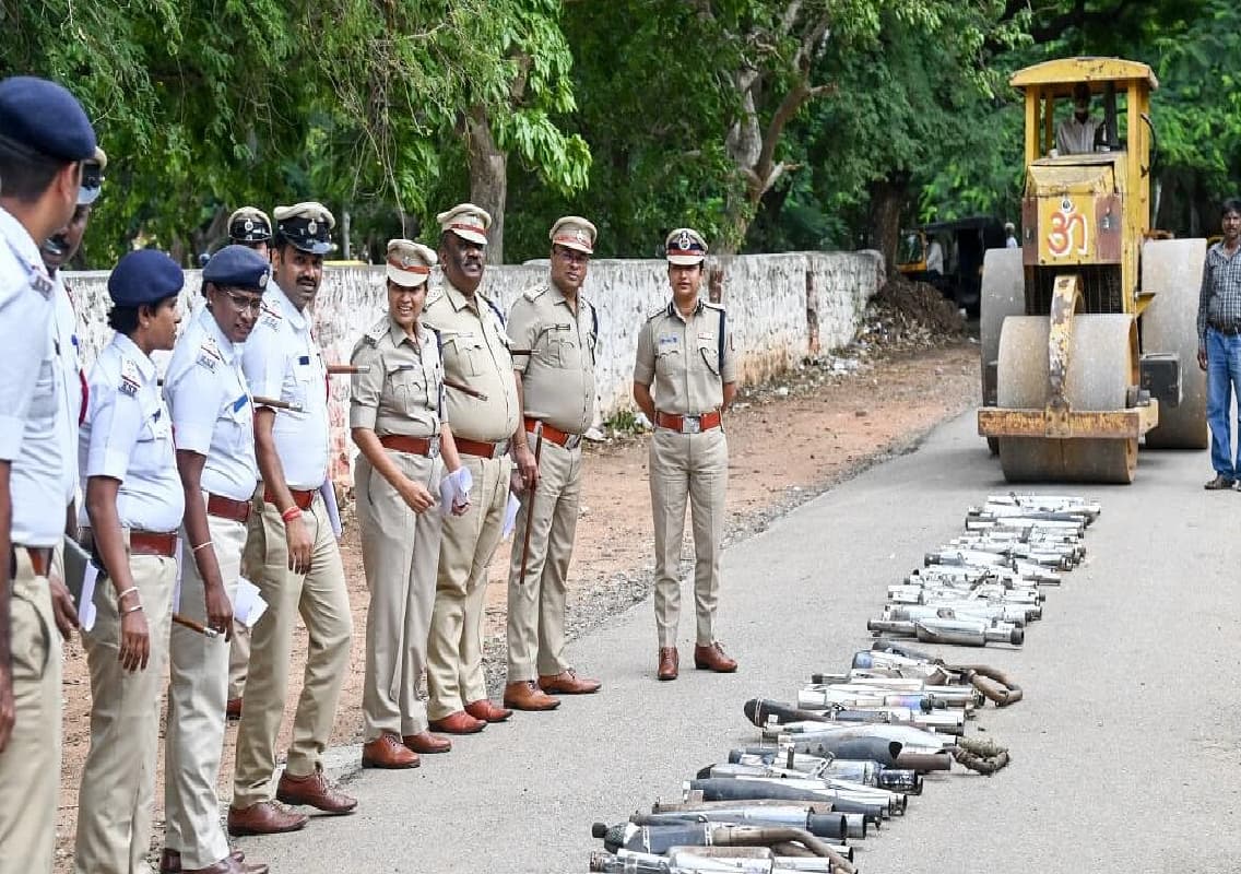 Mysuru Traffic Police Crack Down on Defective Silencers