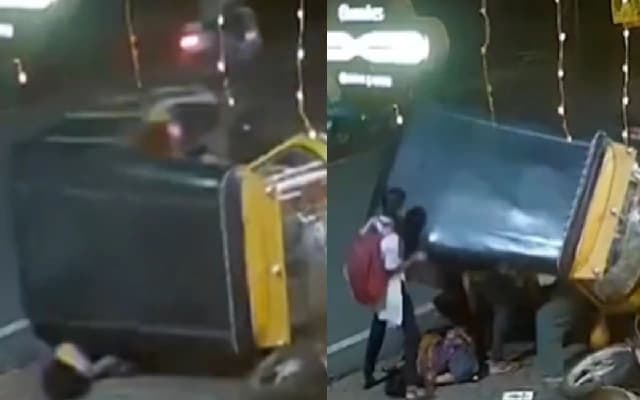 Heroic Girl Lifts Auto Rickshaw to Save Mother After Accident in Mangalore