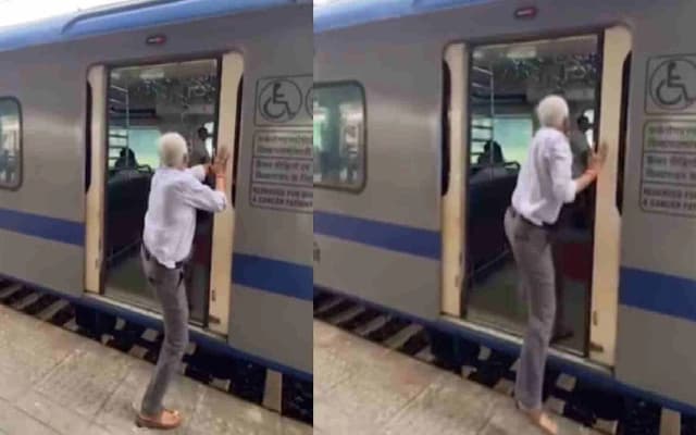 Elderly Man Caught on Camera Risking His Life to Board Mumbai Local Train