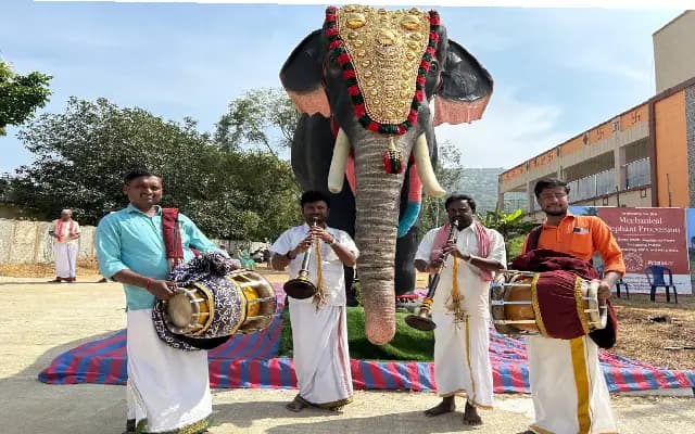Shree Madh Nagalapura Temple Pioneers Compassion with Robotic Elephant Procession