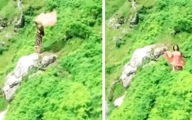 Himachal Woman’s Narrow Escape After Slipping During Dance Reel on Slippery Trail