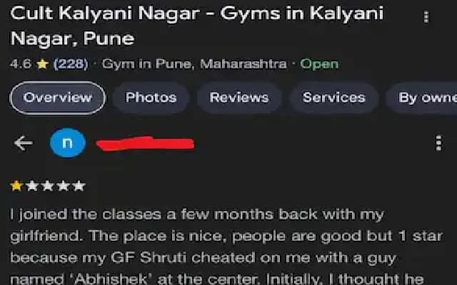 Man leaves one-star gym review after girlfriend cheats with fellow gym member