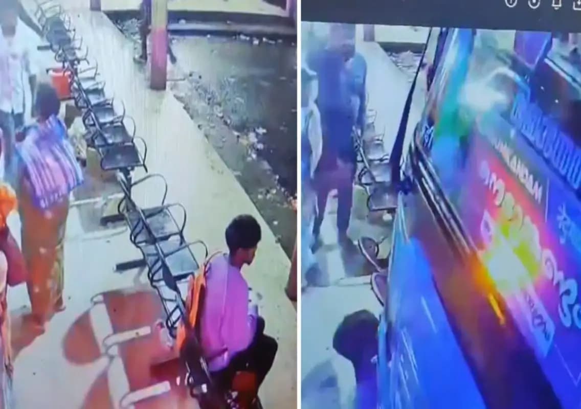 Watch Video: Youth Narrowly Escapes Bus Accident at Kattappana Bus Terminal, Kerala