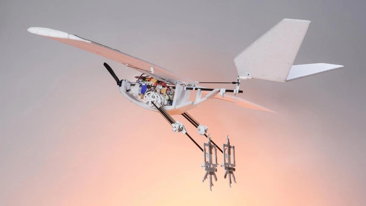 A drone robot designed to walk, hop and fly like a crow