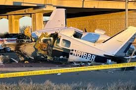 Plane crashes into cars on Texas highway, leaving 4 injured